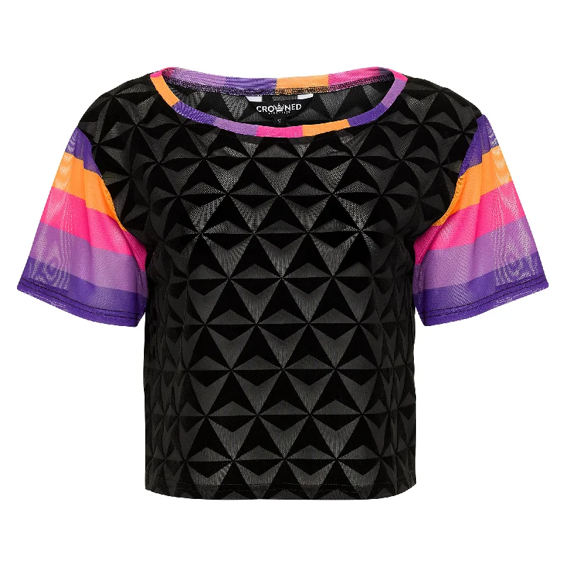 Yoga Tops for Everyday Stretching -Geodesic Night Mesh Tee