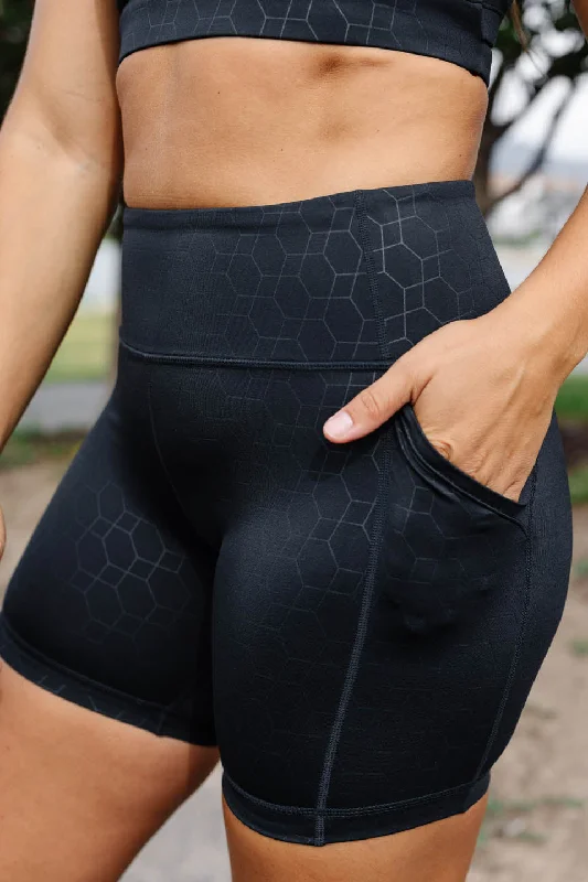 Yoga Shorts with Smooth Waist Fit -Geometric Stealth Shorts