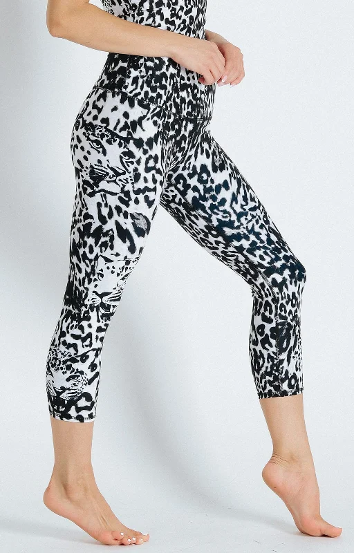 High-Waisted Leggings for Yoga -Ghost Leopard Crops