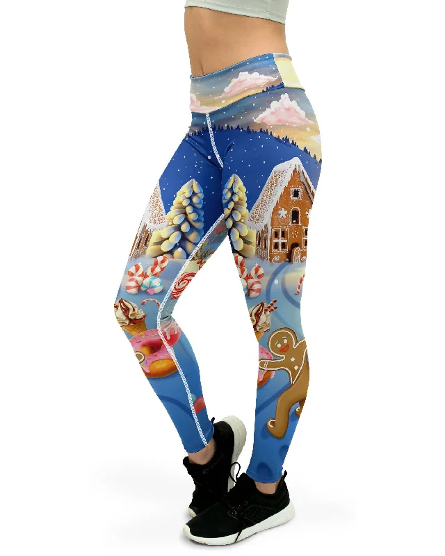 Yoga Pants with Comfort and Compression -Gingerbread House Yoga Pants