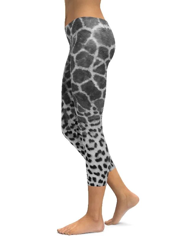 Full-Length Yoga Pants for Women -Giraffe & Leopard Skin Capris