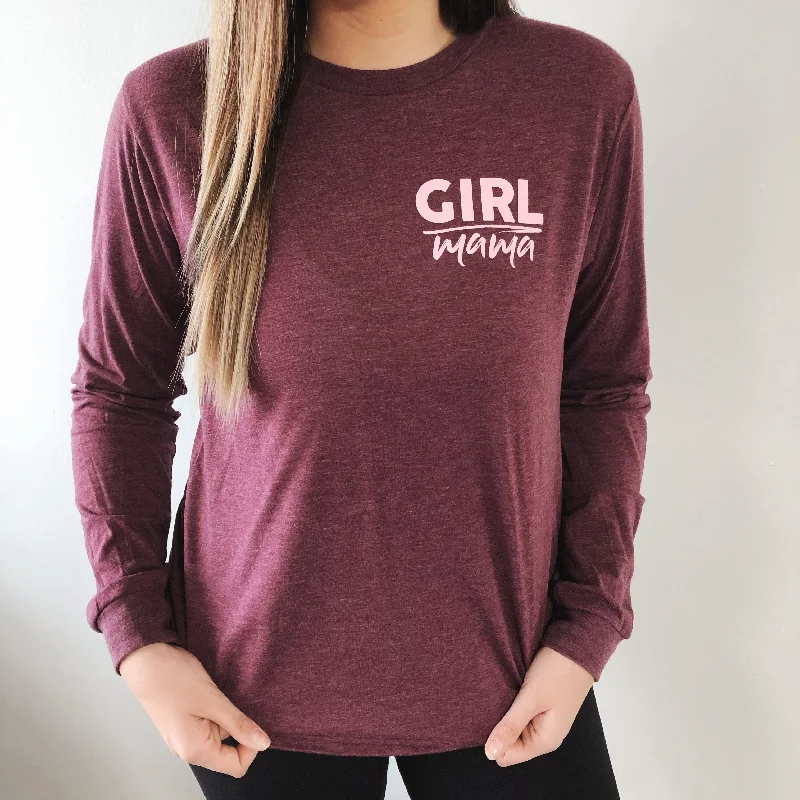 Yoga Tops for Active and Relaxing Sessions -Girl Mama • Heathered Maroon Long Sleeve