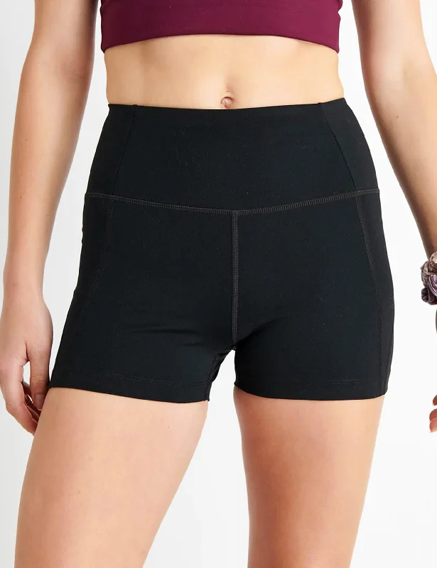 Women's Yoga Shorts for Flexibility -High Waisted Run Short - Black