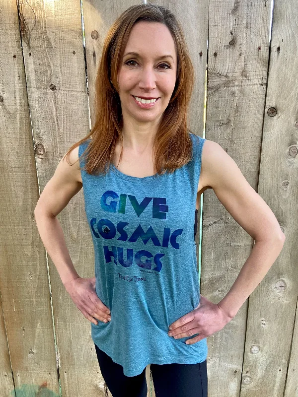 Soft Yoga Tops for Relaxation and Practice -Give Cosmic Hugs Boyfriend Tee
