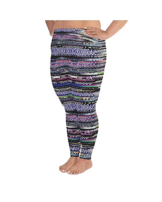 Women's High-Waisted Yoga Pants -Glitch Plus Size Leggings
