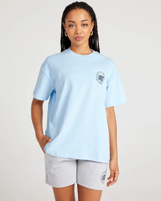 Yoga Tops for Deep Stretching Poses -Global Championship Women's Tee - Blue