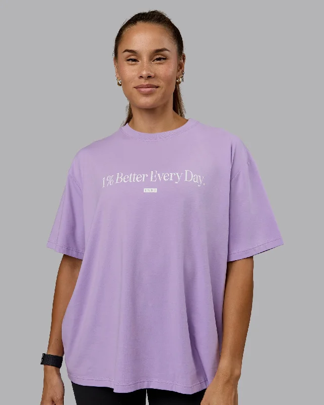 Yoga Tops for Athleisure Style -Go-To 1% Better FLXCotton Oversized Tee - Pale Lilac-White