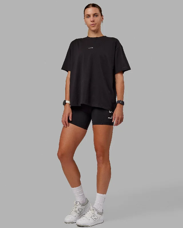 Yoga Tops with Customizable Fit for Every Body -Go-To FLXCotton Oversized Tee - Black-White Yoga Tops with Customizable Fit for Every Body -Go-To FLXCotton Oversized Tee - Black-White