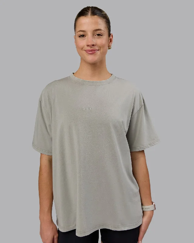 Yoga Tops with Relaxed Fit for Movement -Go-To FLXCotton Oversized Tee - Washed Elephant