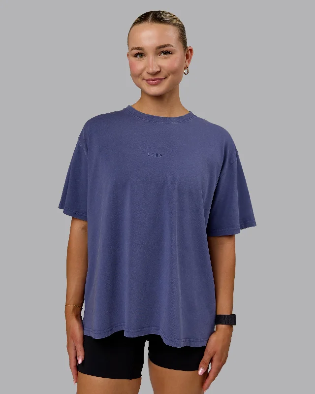 Yoga Tops for Core Strengthening -Go-To FLXCotton Oversized Tee - Washed Future Dusk
