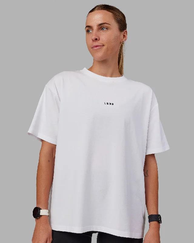 Yoga Tops with Mesh for Increased Comfort -Go-To FLXCotton Oversized Tee - White-Black Yoga Tops with Mesh for Increased Comfort -Go-To FLXCotton Oversized Tee - White-Black