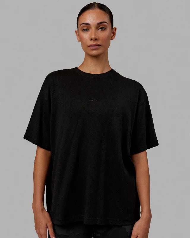Yoga Tops with Supportive Features -Go-To Modal Oversized Tee - Black-Black