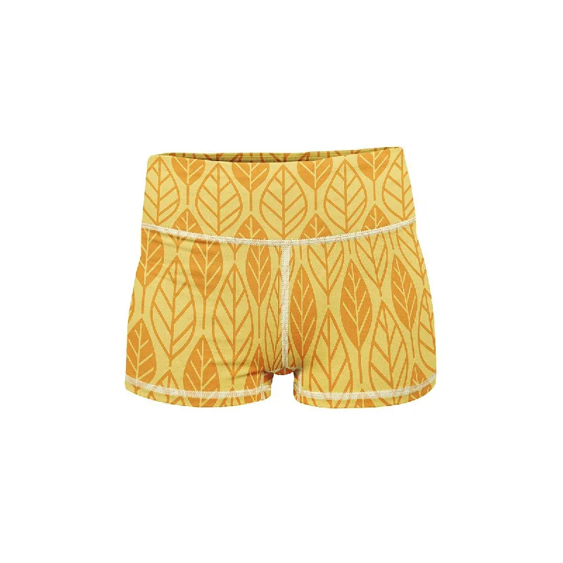 Yoga Shorts for Flexibility and Comfort -Golden Leaf Yoga Shorts