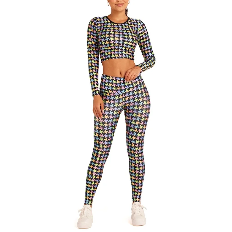 Eco-Friendly Yoga Pants -Black Neon Houndstooth Leggings