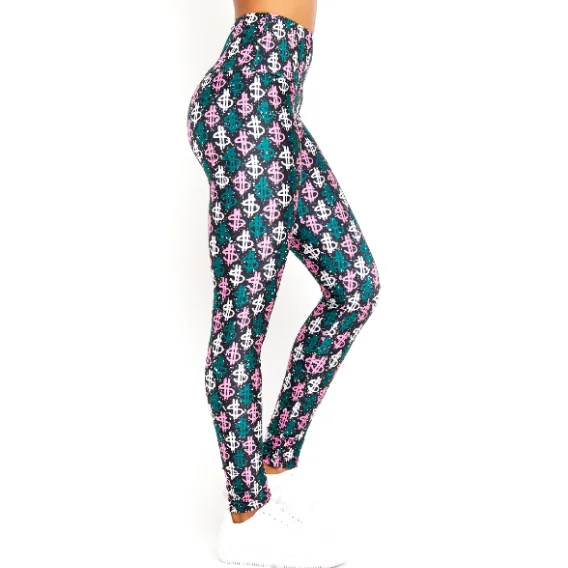 Yoga Pants for Core Strength -Dollar Sign 7/8 Crop Leggings