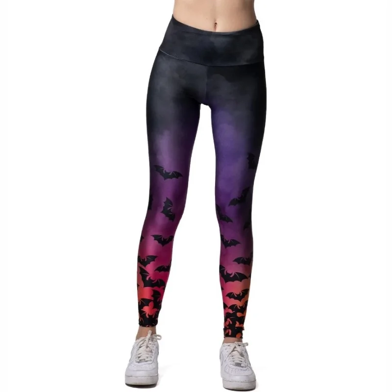 Yoga Pants for Comfort -Ombre Dusk Bats Legging