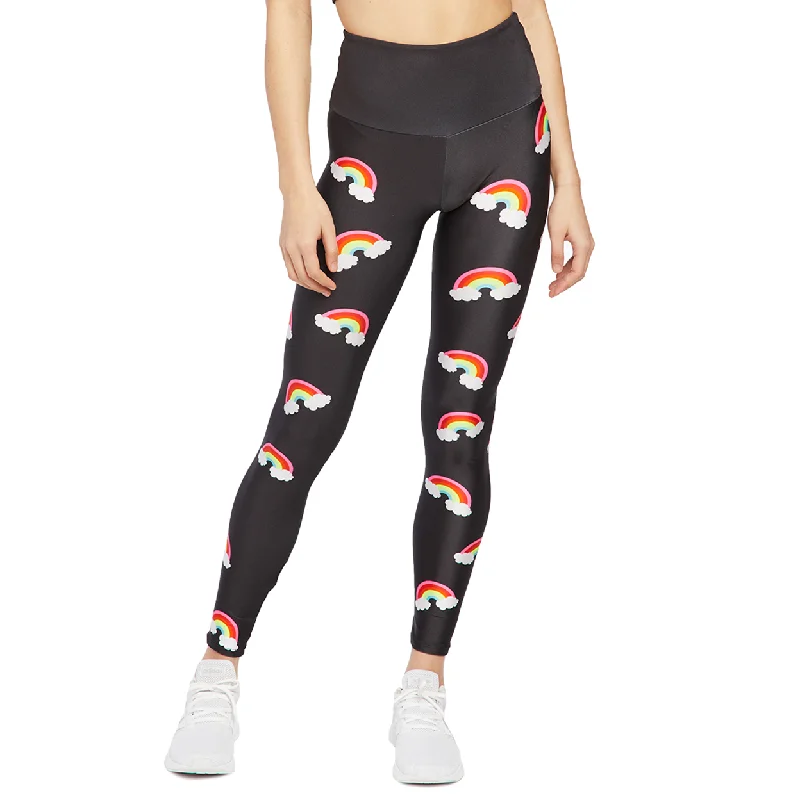 Yoga Pants with a Wide Waistband -Neon Mini Rainbows Leggings