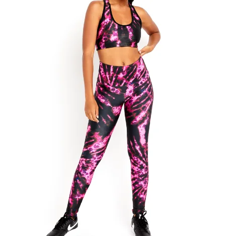 Stretchable Yoga Pants for Flexibility -Pink & Black Tie Dye Leggings