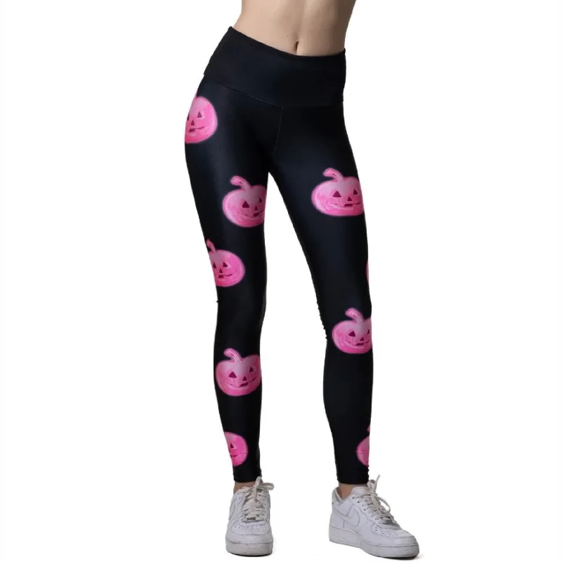 Yoga Pants for Pilates -Pink Jack-O-Lantern Leggings