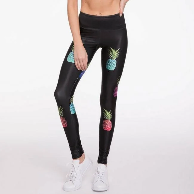 Stretch Yoga Pants for Enhanced Flexibility -Rainbow Pineapple Party Leggings