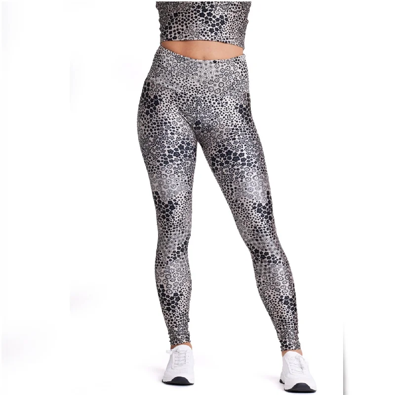 Yoga Pants with Adjustable Waist -Tan Ditsy Floral Legging