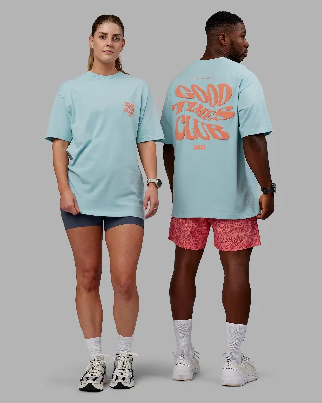 Cotton Yoga Tops for Comfort -Unisex Good Times Heavyweight Tee Oversize - Columbia-Mellow Peach