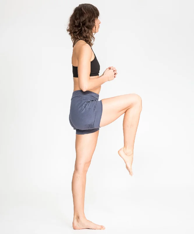 Yoga Shorts for Gym Workouts -Great Blue Pune Pants