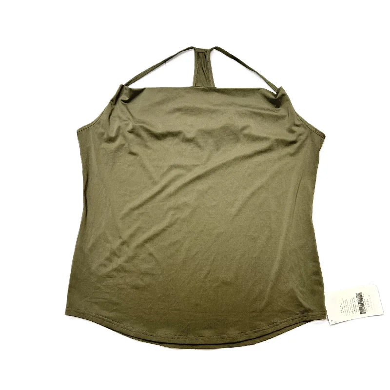 Yoga Tops with Breathable Mesh -Green Athletic Tank Top By Fabletics, Size: L