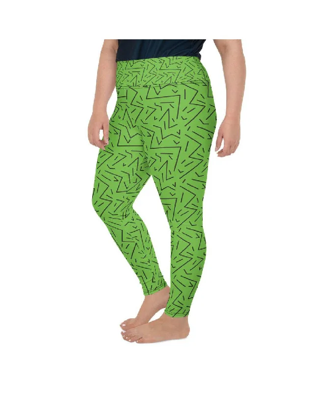 Breathable Yoga Pants for Everyday Use -Green Black Line Plus Size Leggings