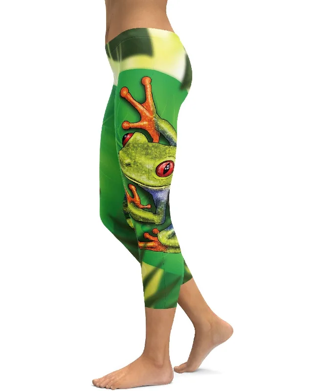 Lightweight Yoga Pants for Comfort -Green Tree Frog Capris