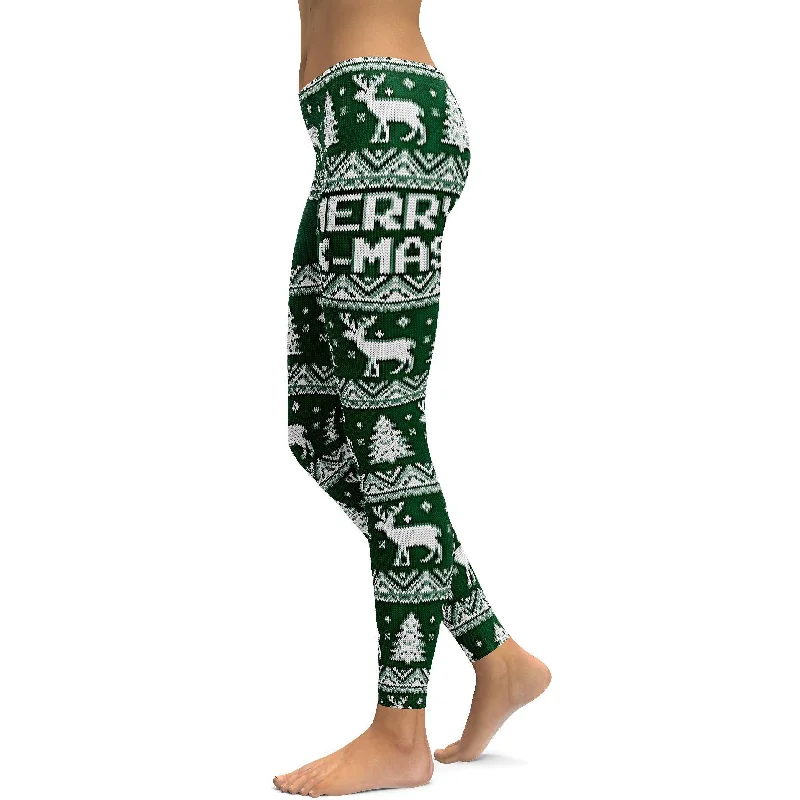 Yoga Pants for Outdoor Workouts -Green Ugly Christmas Leggings