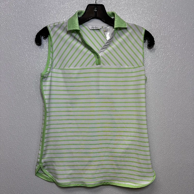 Stylish Yoga Tops with Open Back Design -Green White Athletic Tank Top Lady Hagen, Size Xs