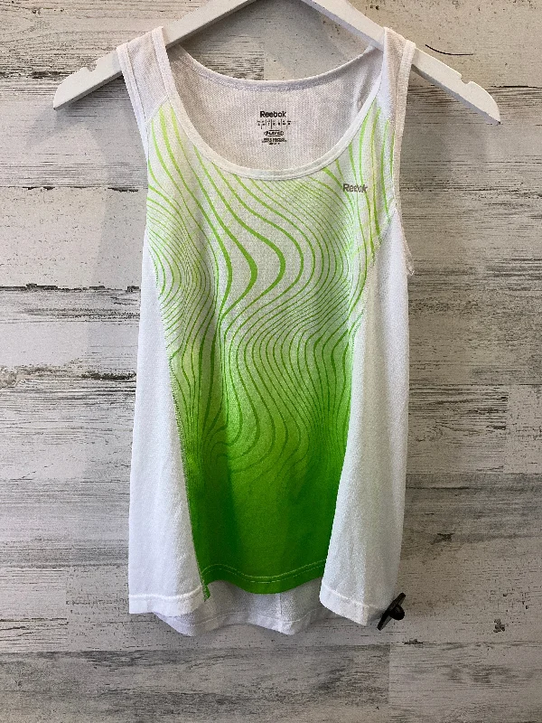 Women's Yoga Tops for Running and Yoga -Green & White Athletic Tank Top Reebok, Size S