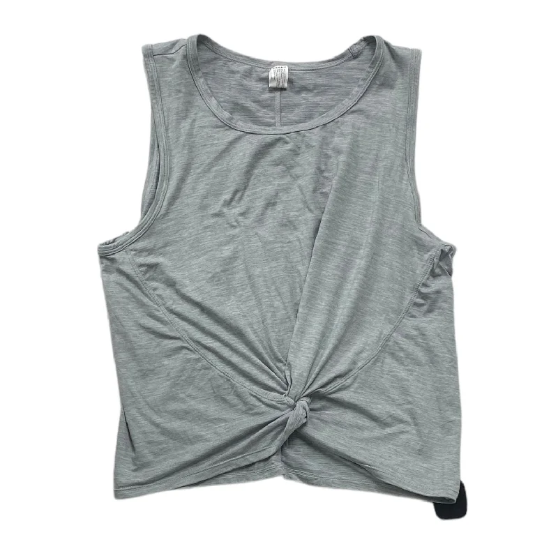 Zip-Up Yoga Tops for Women -Grey Athletic Tank Top 90 Degrees By Reflex, Size Xl