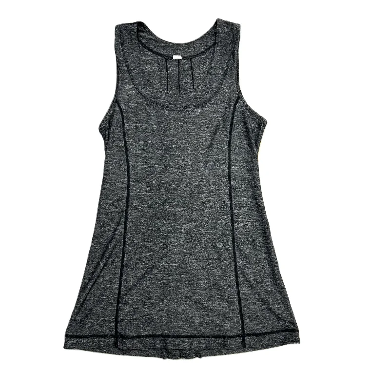 Women's Yoga Tops with Open Back -Grey Athletic Tank Top By Lululemon, Size: 4
