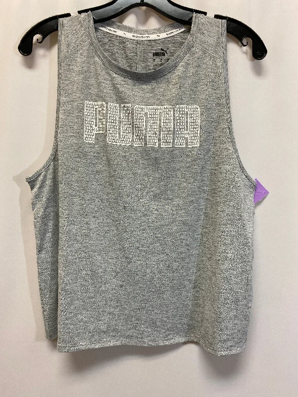 Yoga Tops for Pilates Practice -Grey Athletic Tank Top Puma, Size M
