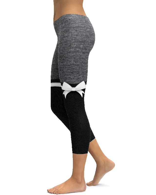 Stylish and Comfortable Yoga Pants -Grey Heathered Thigh High Bow Capris