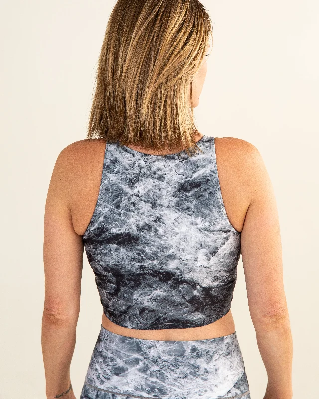 Stylish Yoga Pants for Gym -Grey Marble Crop Top