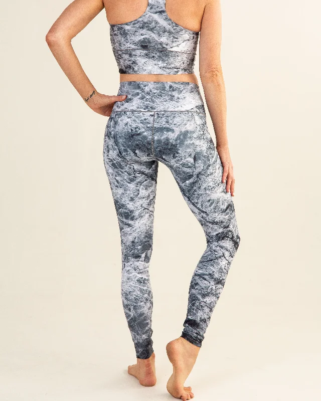Women's Yoga Pants with Compression -Grey Marble Yoga Pants