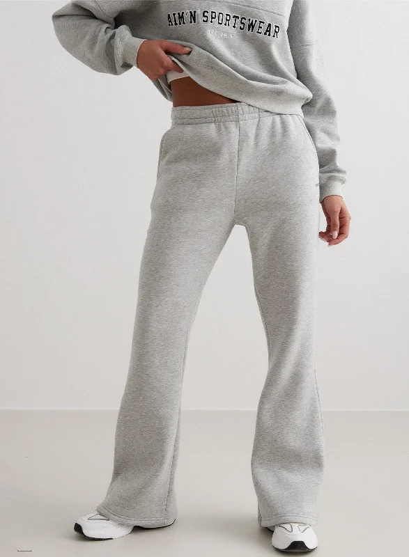 Yoga Pants for Balanced Practice -Grey Melange Flare Sweatpants