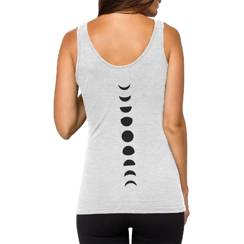 Relaxed Fit Yoga Tops -Grey Moon Phases Tank Top