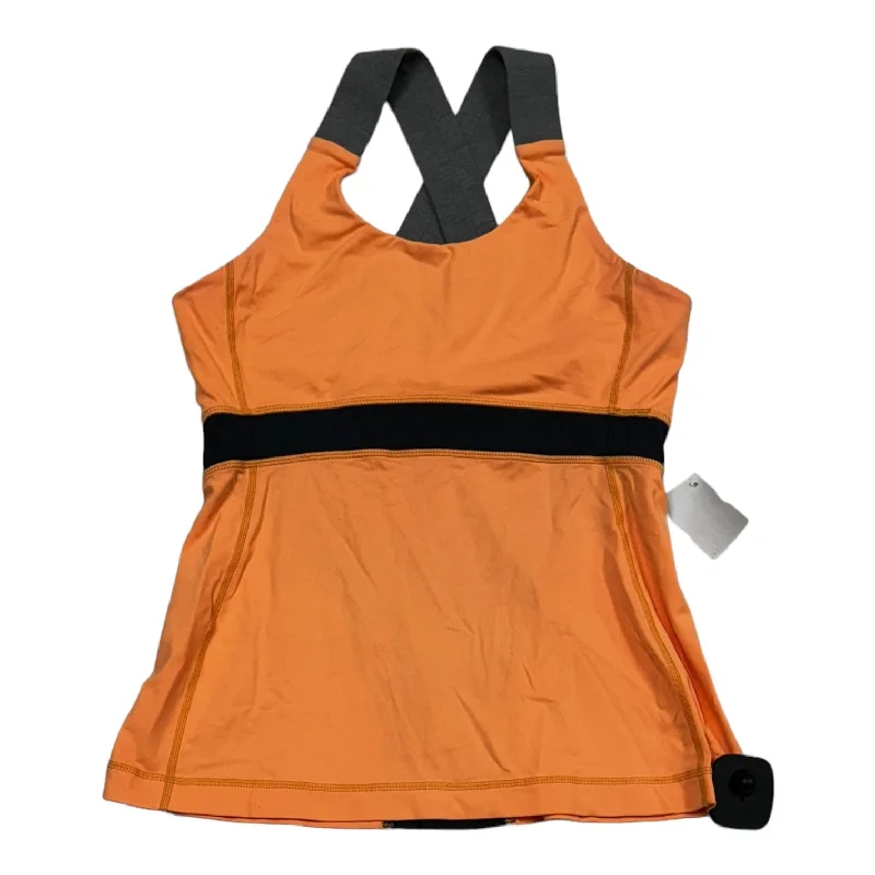 Sleeveless Yoga Tops for Women -Grey & Orange Athletic Tank Top Designer by Lululemon, Size 6