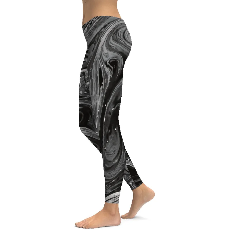 Quick-Dry Yoga Pants for Women -Grey Swirl Leggings