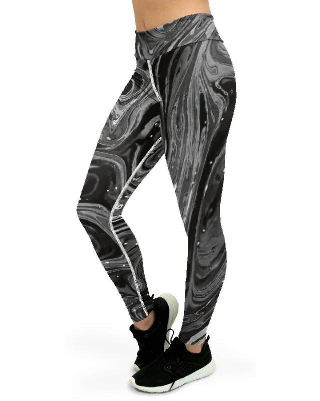 Yoga Pants for Stability and Stretch -Grey Swirl Yoga Pants