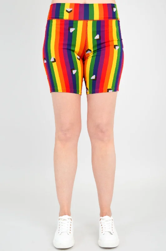 Performance Yoga Shorts for Intense Practice -Hallie Shorts, Pride Rainbow, Bamboo