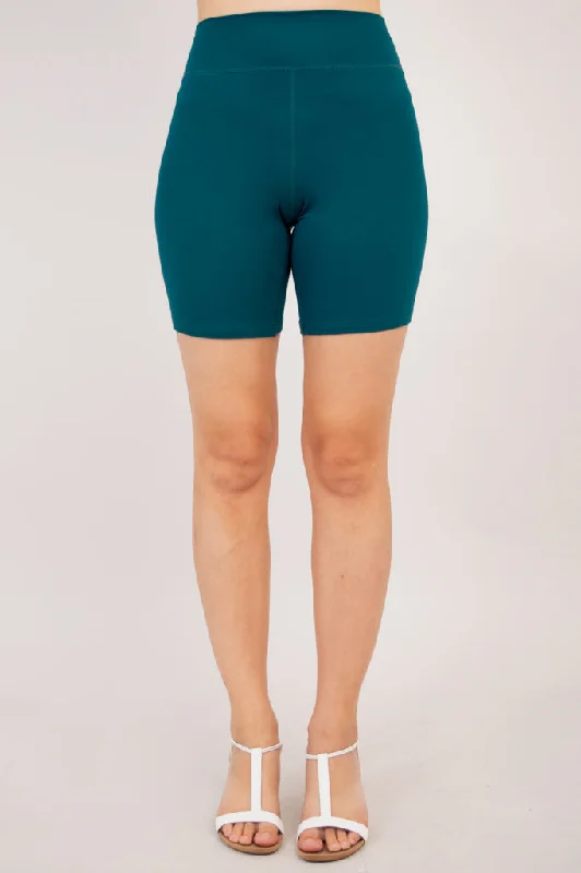 Compression Yoga Shorts for Daily Training -Hallie Shorts, Teal, Bamboo