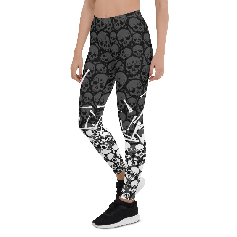 Women's Yoga Pants with Elastic Waistband -Halloween Bones Leggings