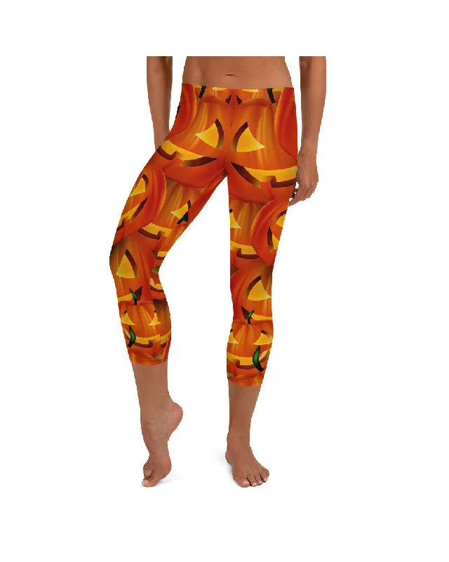 Stylish Yoga Pants for Everyday Comfort -Halloween Pumpkin Capris