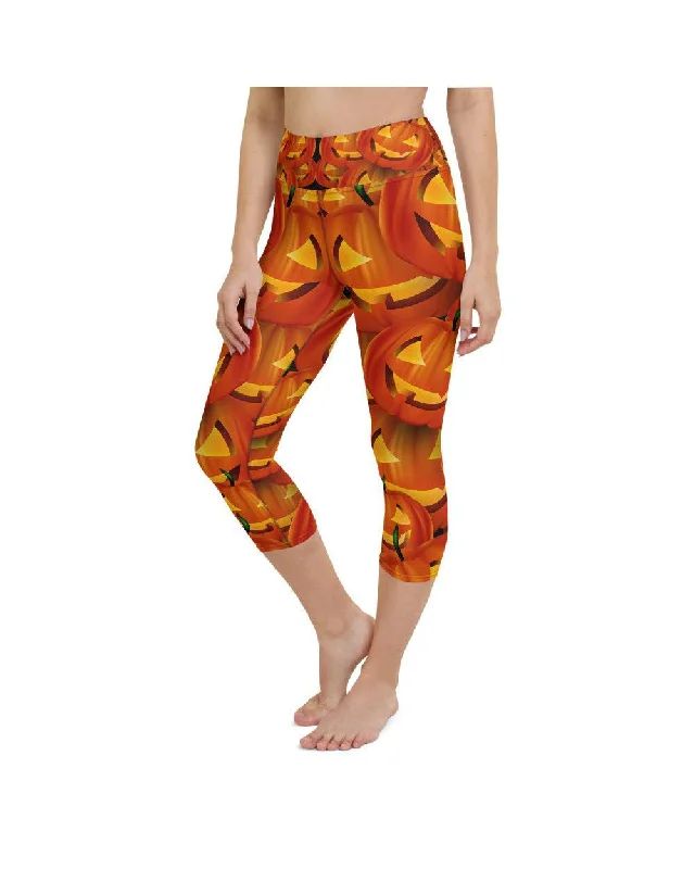 Supportive Yoga Pants -Halloween Pumpkin Yoga Capris