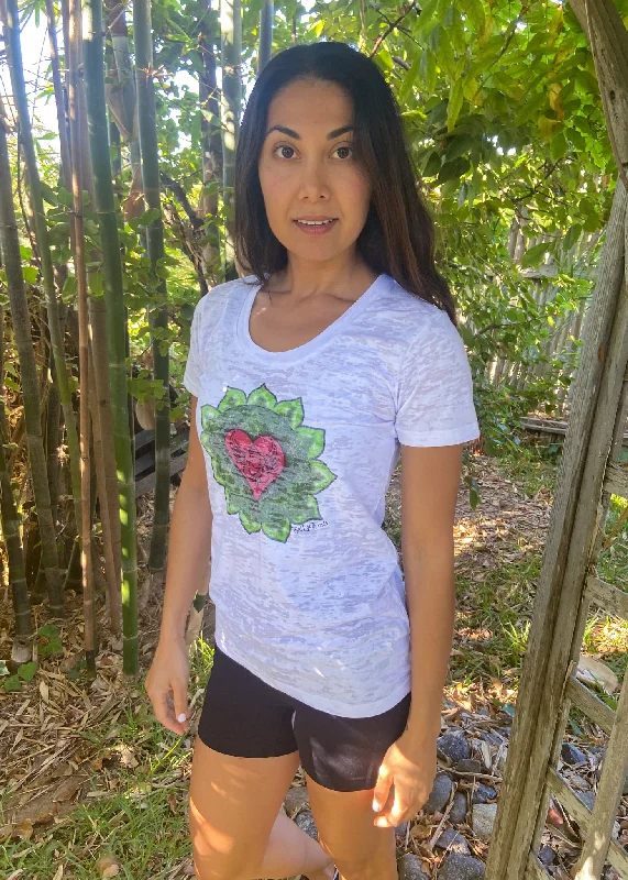 Long Sleeve Yoga Tops for Cold Weather -Heart Chakra on front with Full Chakra Back on Boat Neck Burnout Crew Long Sleeve Yoga Tops for Cold Weather -Heart Chakra on front with Full Chakra Back on Boat Neck Burnout Crew
